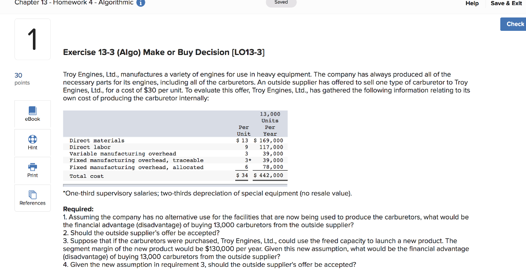  Chapter 13 - Homework 4 - Algorithmic i Saved Help Save