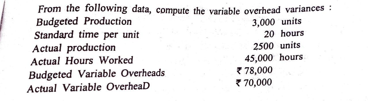 Do in 5 mins please From the following data, compute the variable