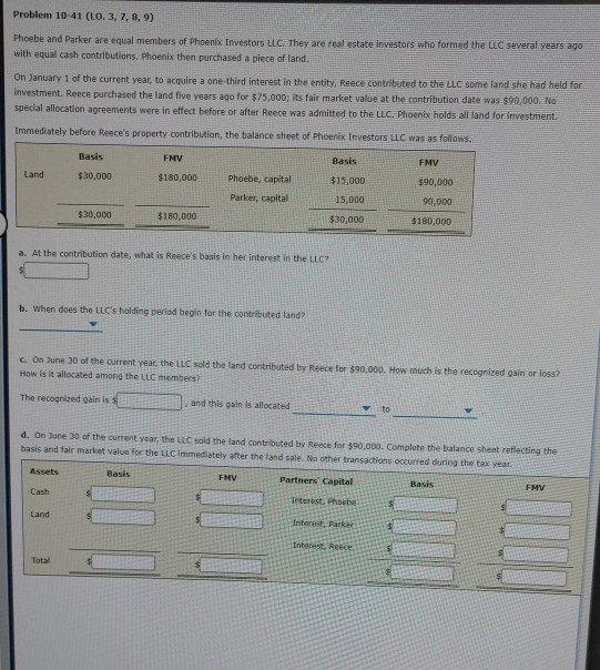  Problem 10-41 (LO. 3, 7, 8, 9) Phoebe and Parker are