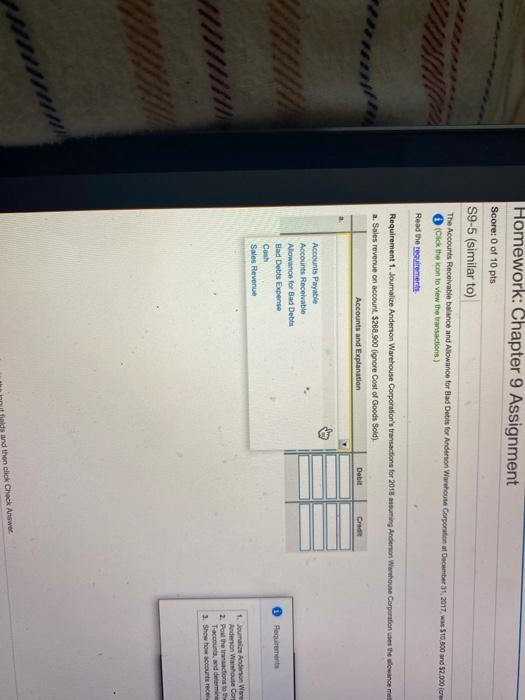 transactions.) Read the requirements Requirement 1. Journalize Anderson Warehouse Corporation's transactions for