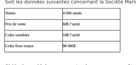 If Marleau wishes to increase the variable cost margin to $