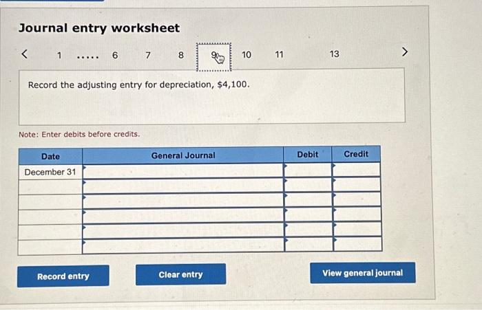 Accrued salaries at year-end amounted to $19,600. Deptoeiat'on for the year on