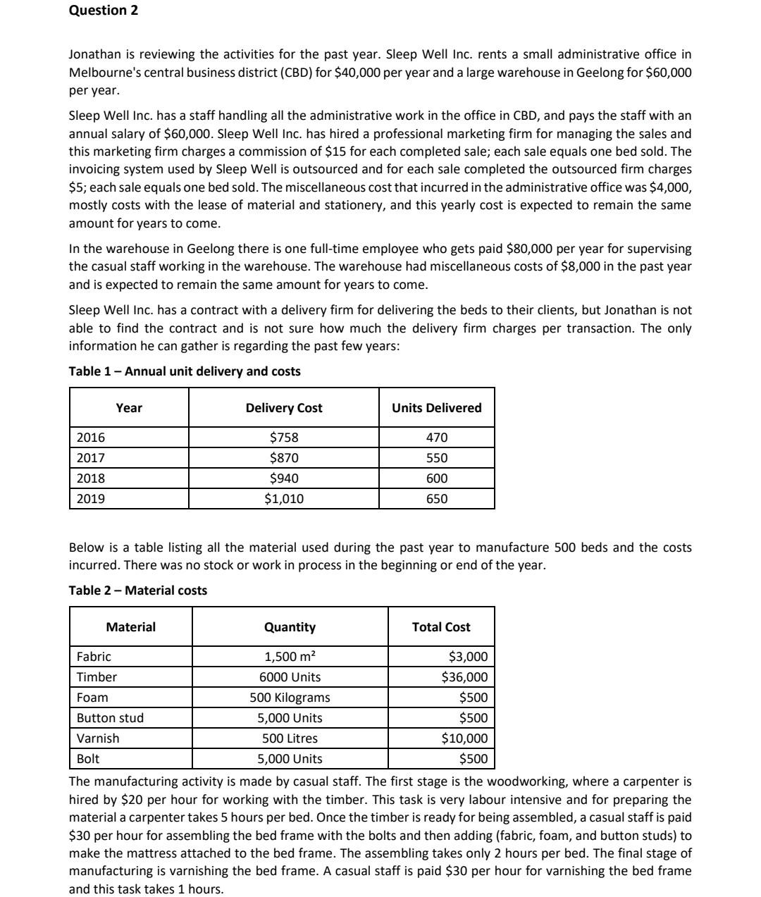 Please answer b and c only. thank you. Question 2 Jonathan