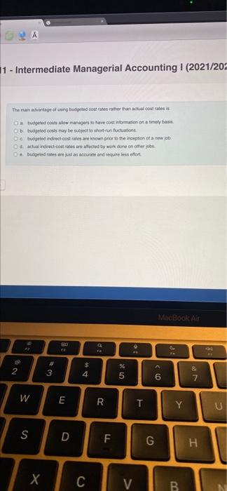  11 - Intermediate Managerial Accounting ! (2021/20 The main stage of