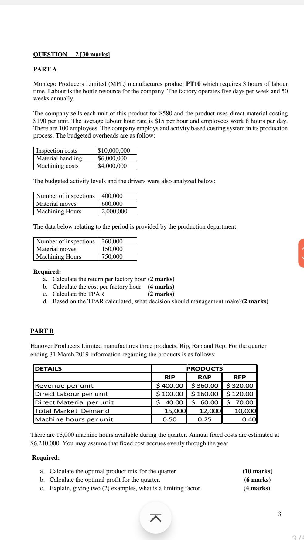 please help with my advance cost and Management accounting assignment QUESTION 2