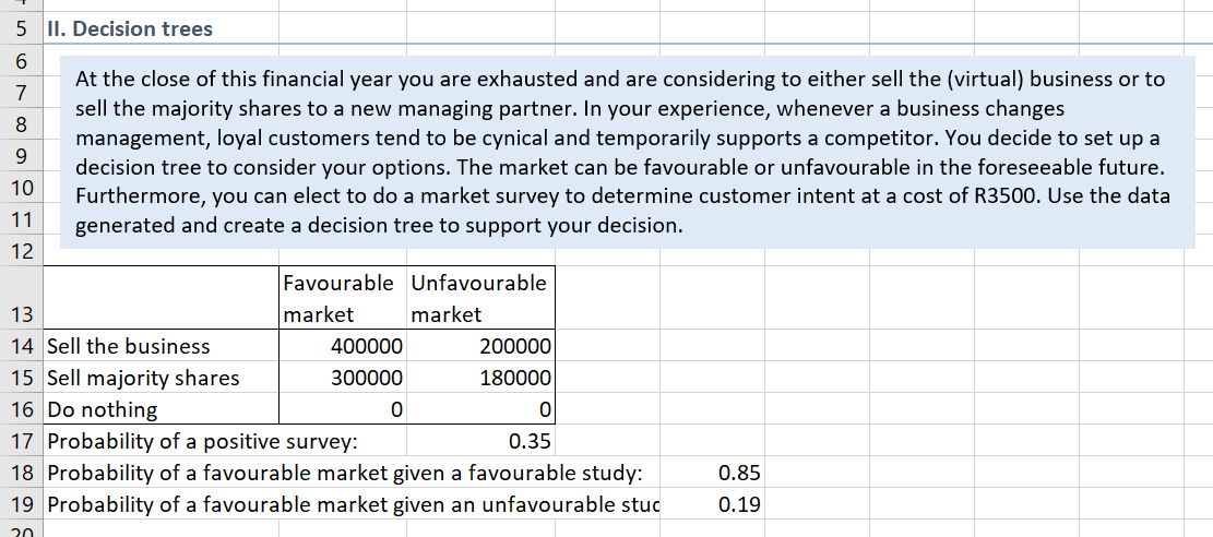 irrespective of your first decision. One question is posed to the first