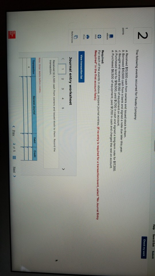  Help Save & Exit Submit Check my work The following events