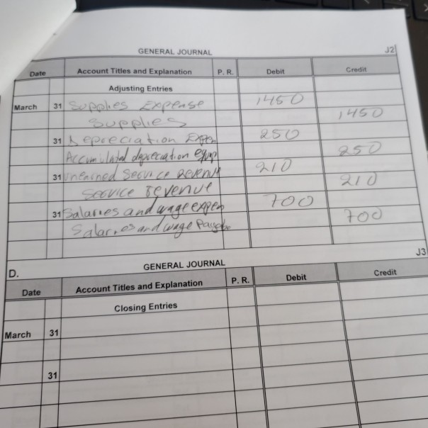 balance for Lampert Roofing at March 31 follows. Lampert Roofing Trial Balance