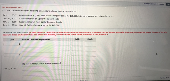  PRINTER VERSION BACK NE Do It! Review 16-1 Kurtyka Corporation had