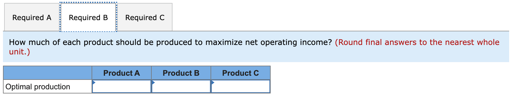 Holton Company makes three products in a single facility. Data concerning these