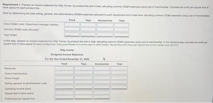 product ine and in total, allocating common SGSA expenses using the method