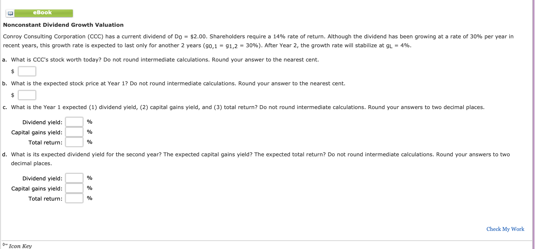 eBook Nonconstant Dividend Growth Valuation Conroy Consulting Corporation (CCC) has a current