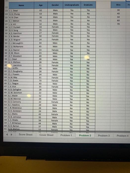 Hand starting in row 23 create a frequency distribution to the age