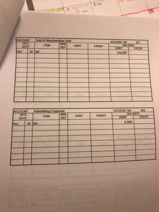 November 30, 2013. Review the information in these accounts before beginning the