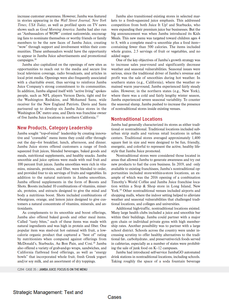 3. What internal resources and assets does Jamba Juice have that may