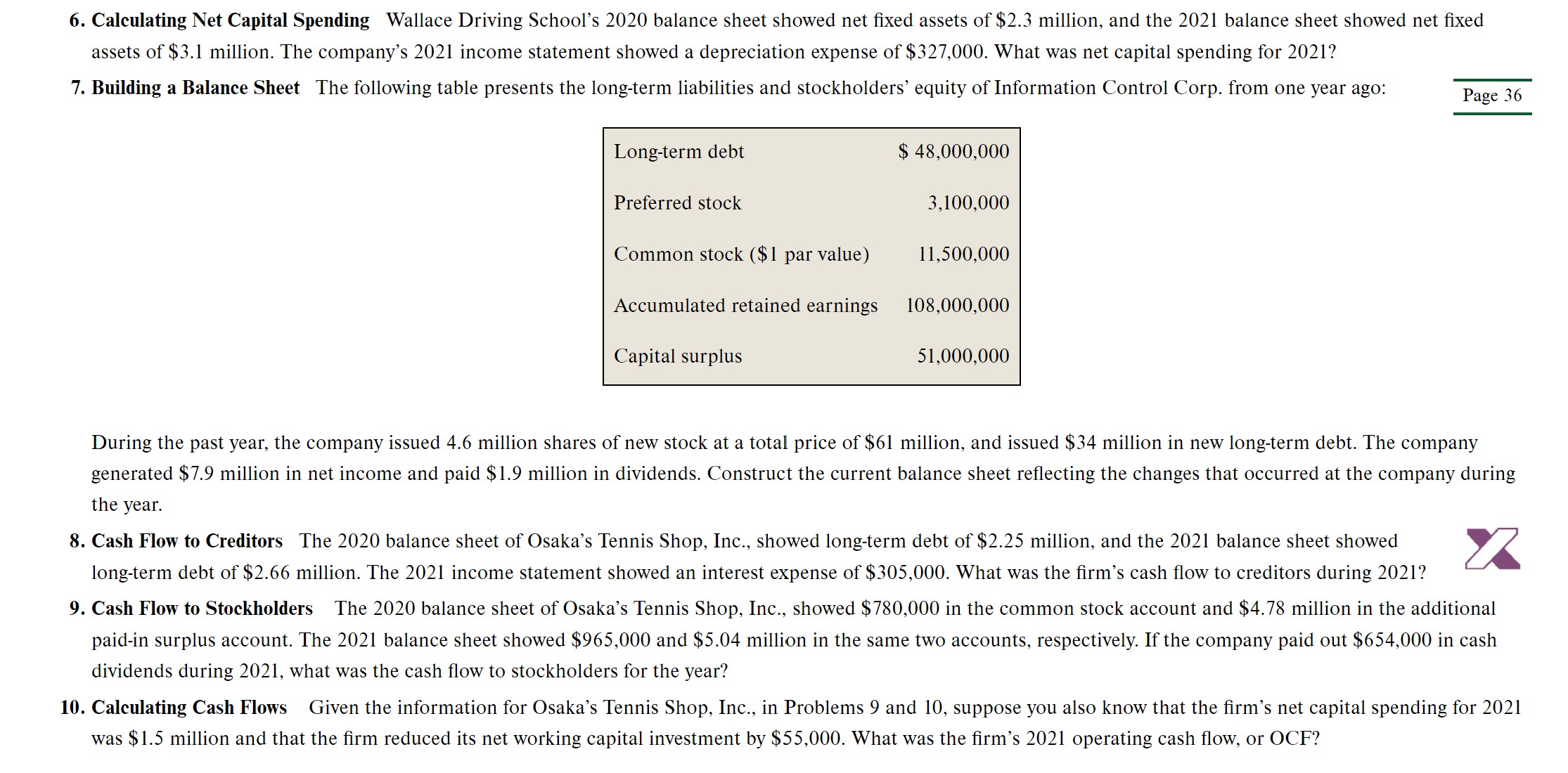  Calculating Net Capital Spending Wallace Driving School's 2020 balance sheet showed