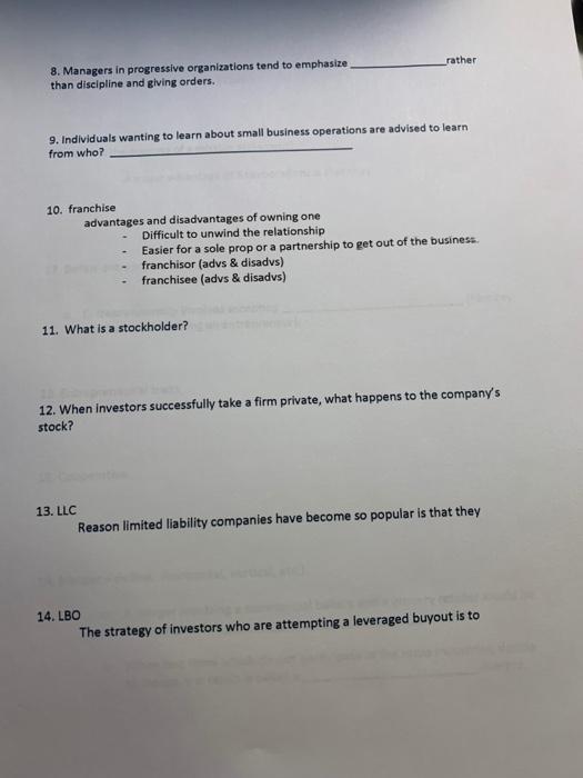 business ownership in the United States? Advantages and disadvantages of each? 2.