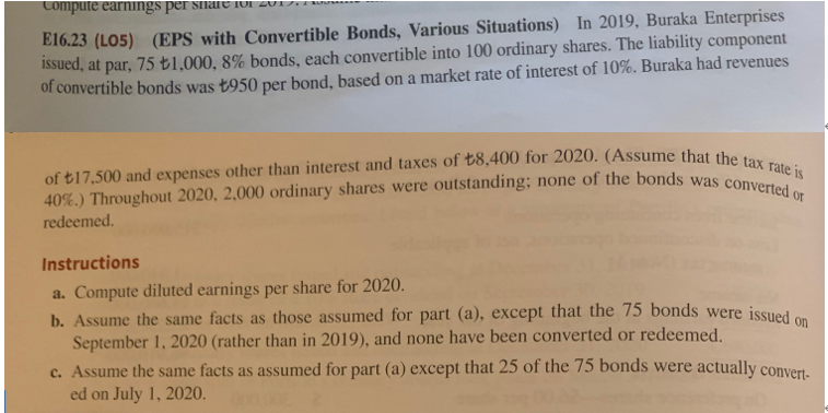 compute earnings per me IUI SUI E16.23 (L05) (EPS with Convertible