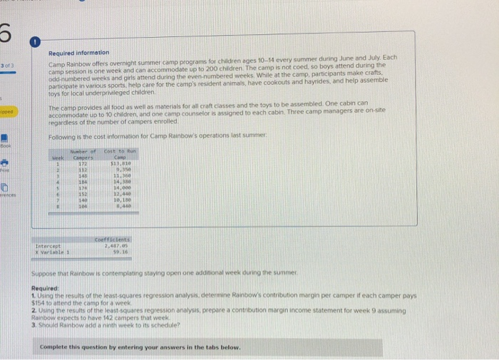  Required information Camp Rainbow offers overnight summer camp programs for children