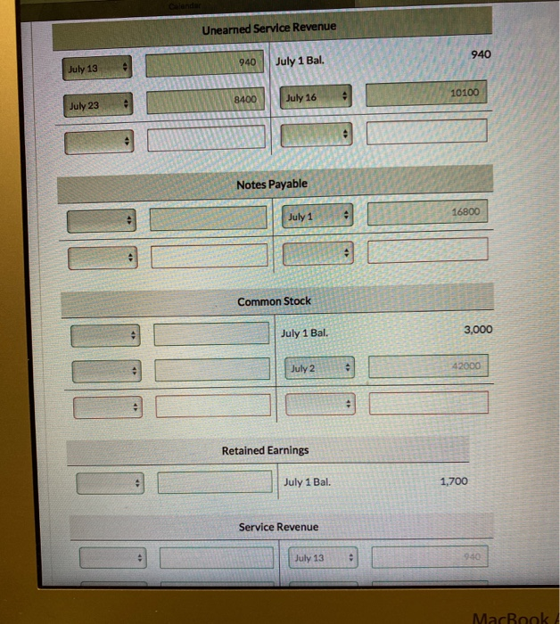 Accounts receivable Supplies $4,390 1,010 500 Accounts payable Unearned service revenue $340