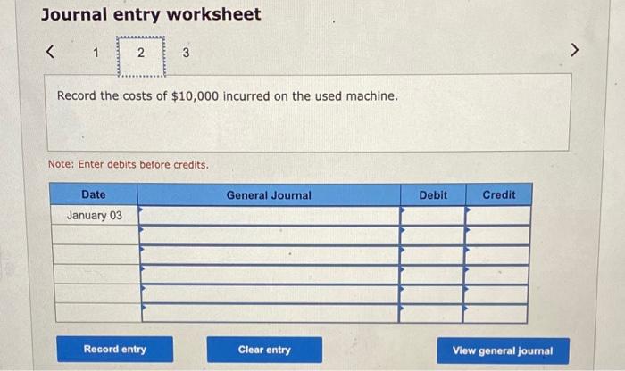 to the questions displayed below.) Onslow Company purchased a used machine for