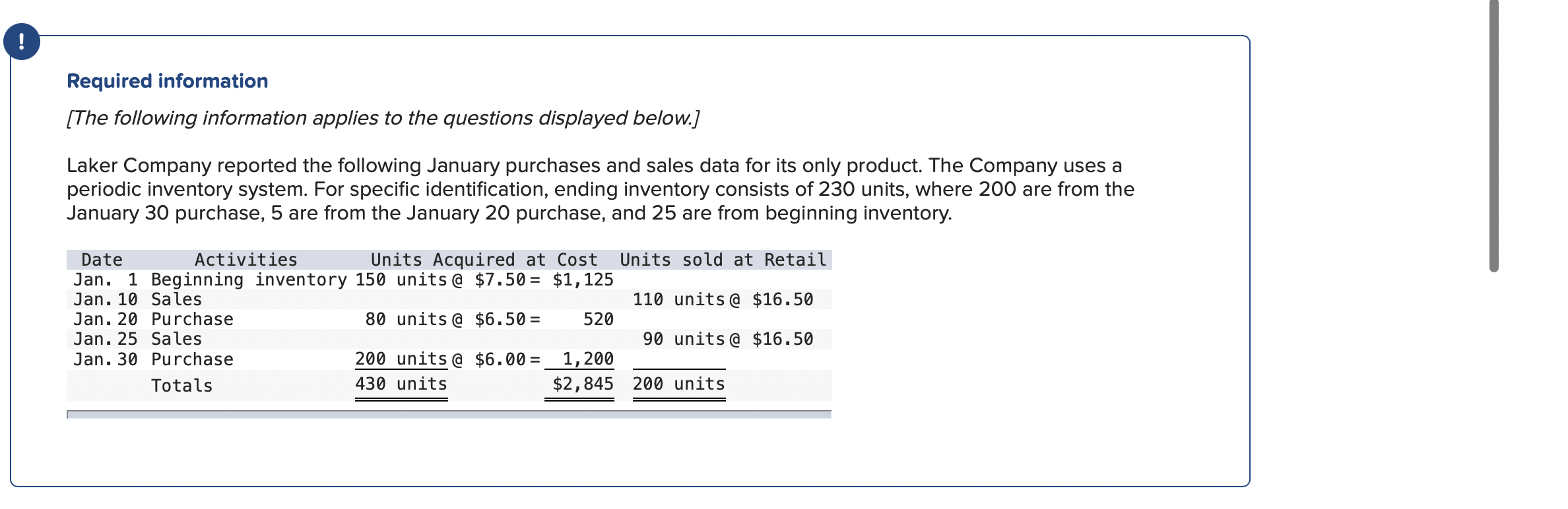 please help and answer all parts!!! ! Required information [The following information