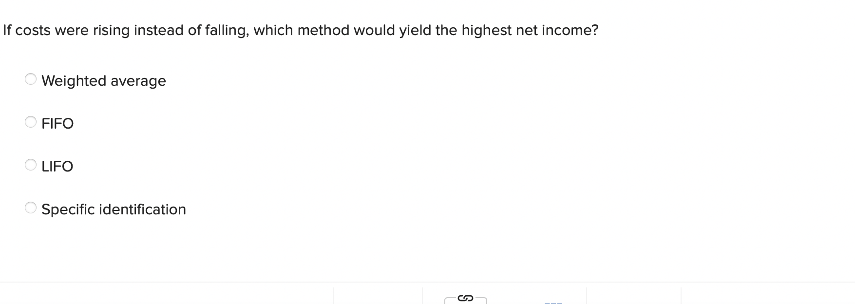 periodic inventory system. For specific identification, ending inventory consists of 230 units,