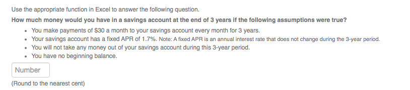  Use the appropriate function in Excel to answer the following question.