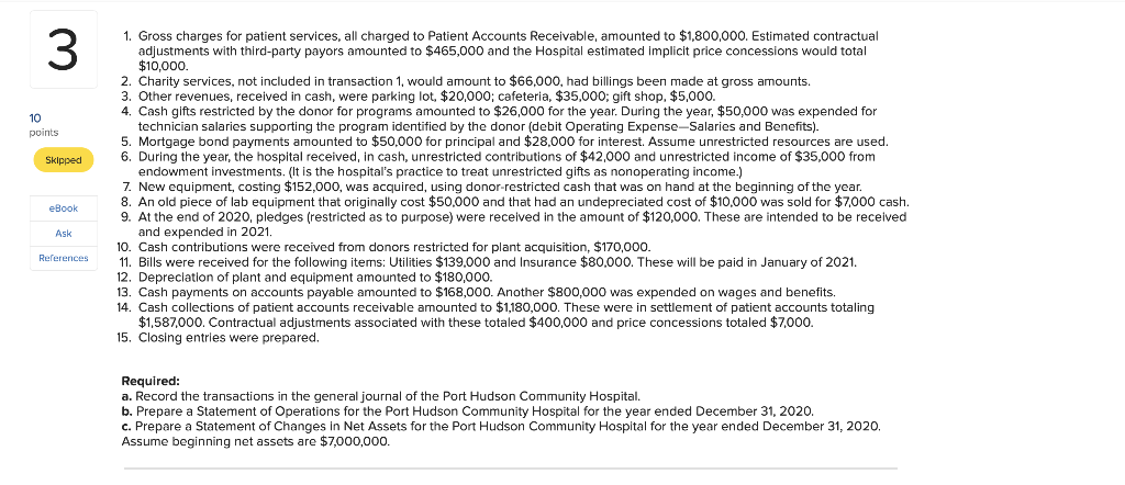  ONLY DO QUESTION B 3 10 points Skipped 1. Gross charges