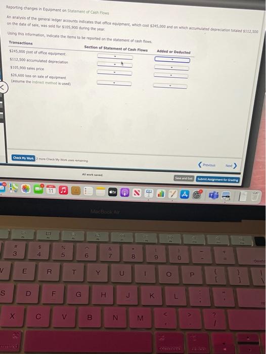  Reporting changes in Equipment on Statement of Cathos An analysis of