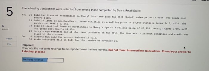 total) sales price in cash. The goods cost Bear's 5400 25 Sold