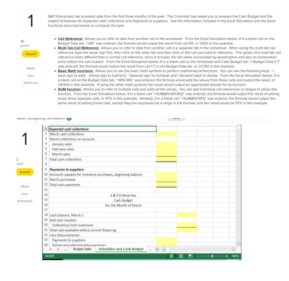1 S&P Enterprises has provided data from the first three months