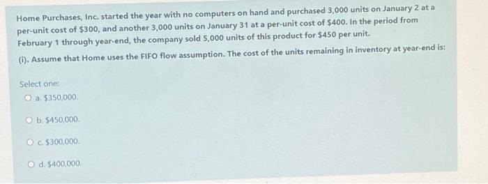  Home Purchases, Inc. started the year with no computers on hand