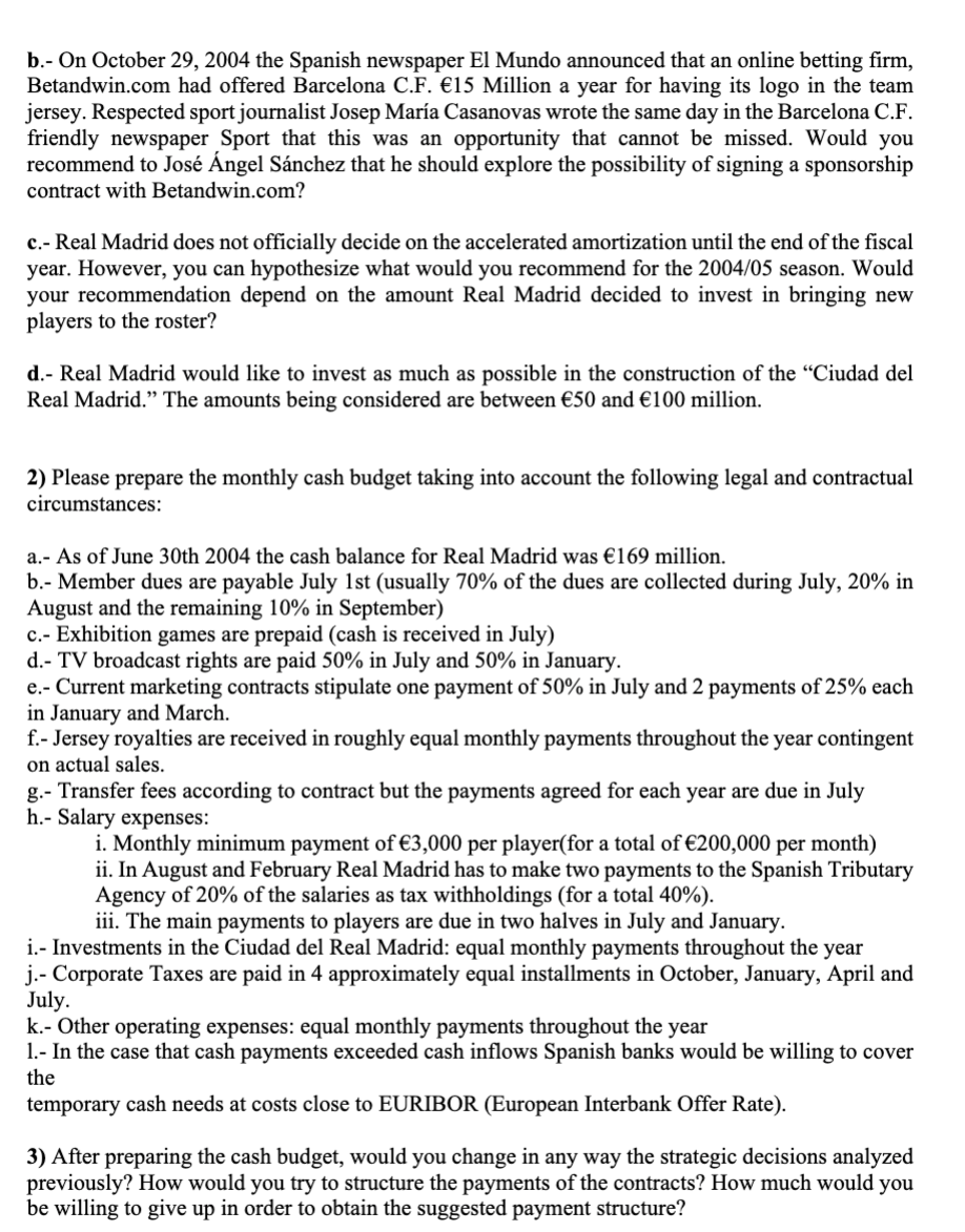 for the 2004/2005 season budget. Be aware that the figures in the