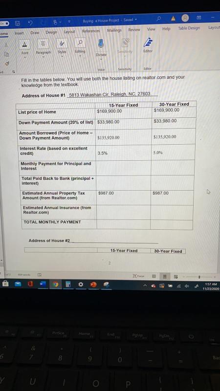  B Buying House Project Saved. Review View Table Design Reference Help