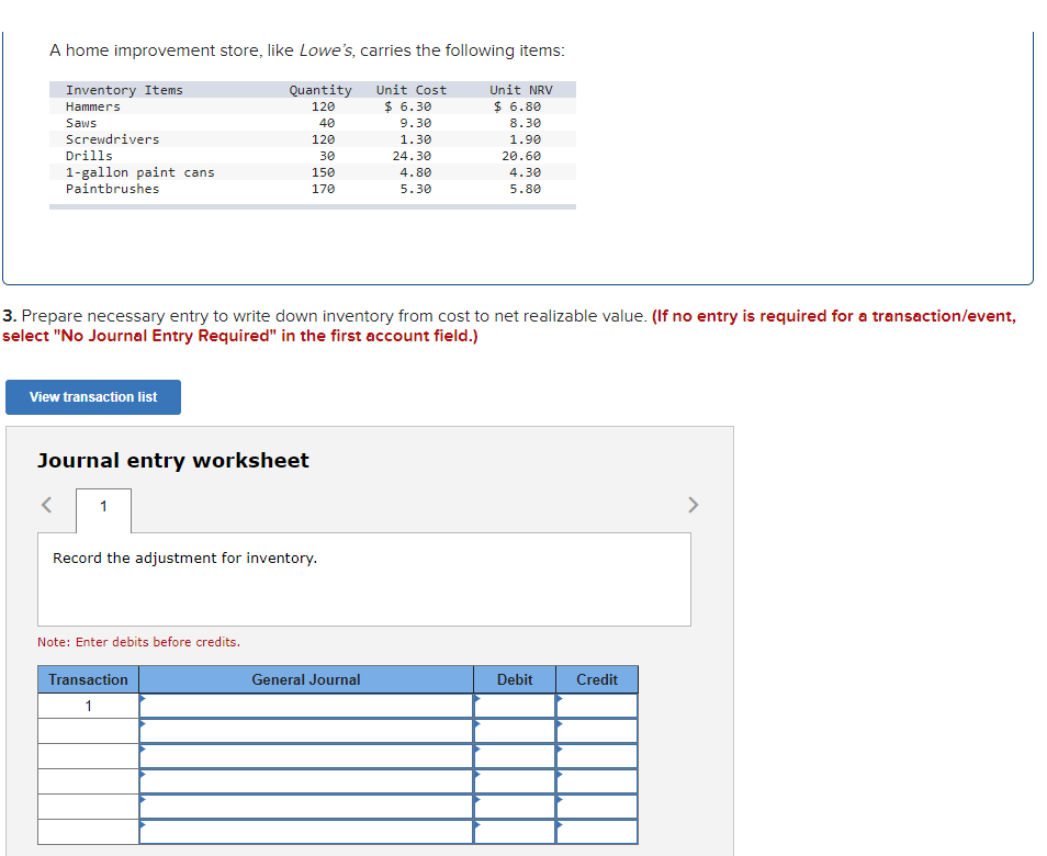 following information applies to the questions displayed below.) A home improvement store,