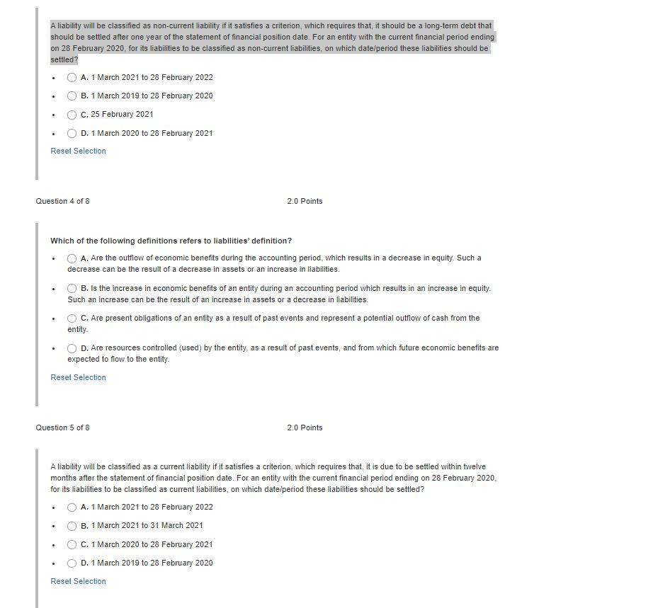 A liability will be classified as non-current liability if it satisfies a