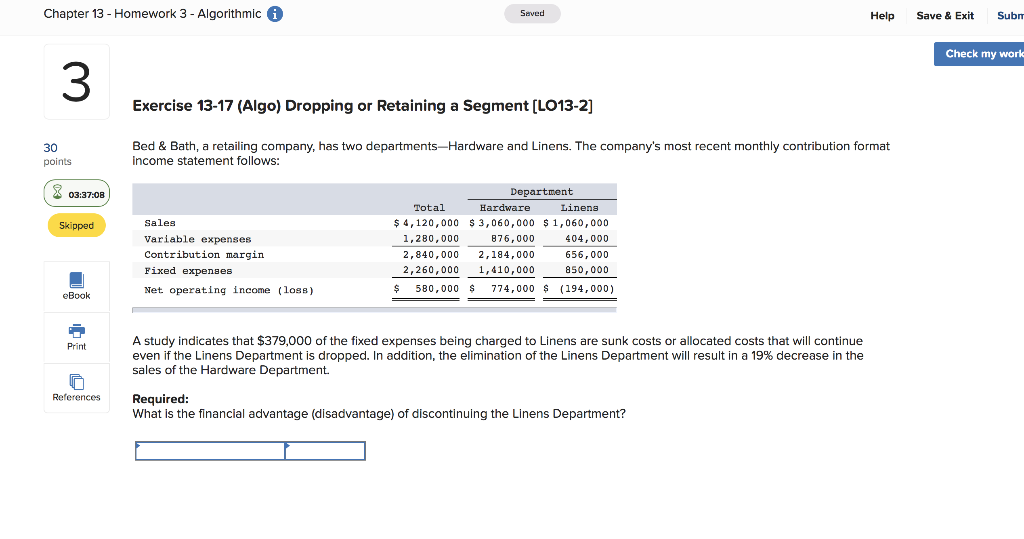  Chapter 13 - Homework 3 - Algorithmic i Seved Help Save