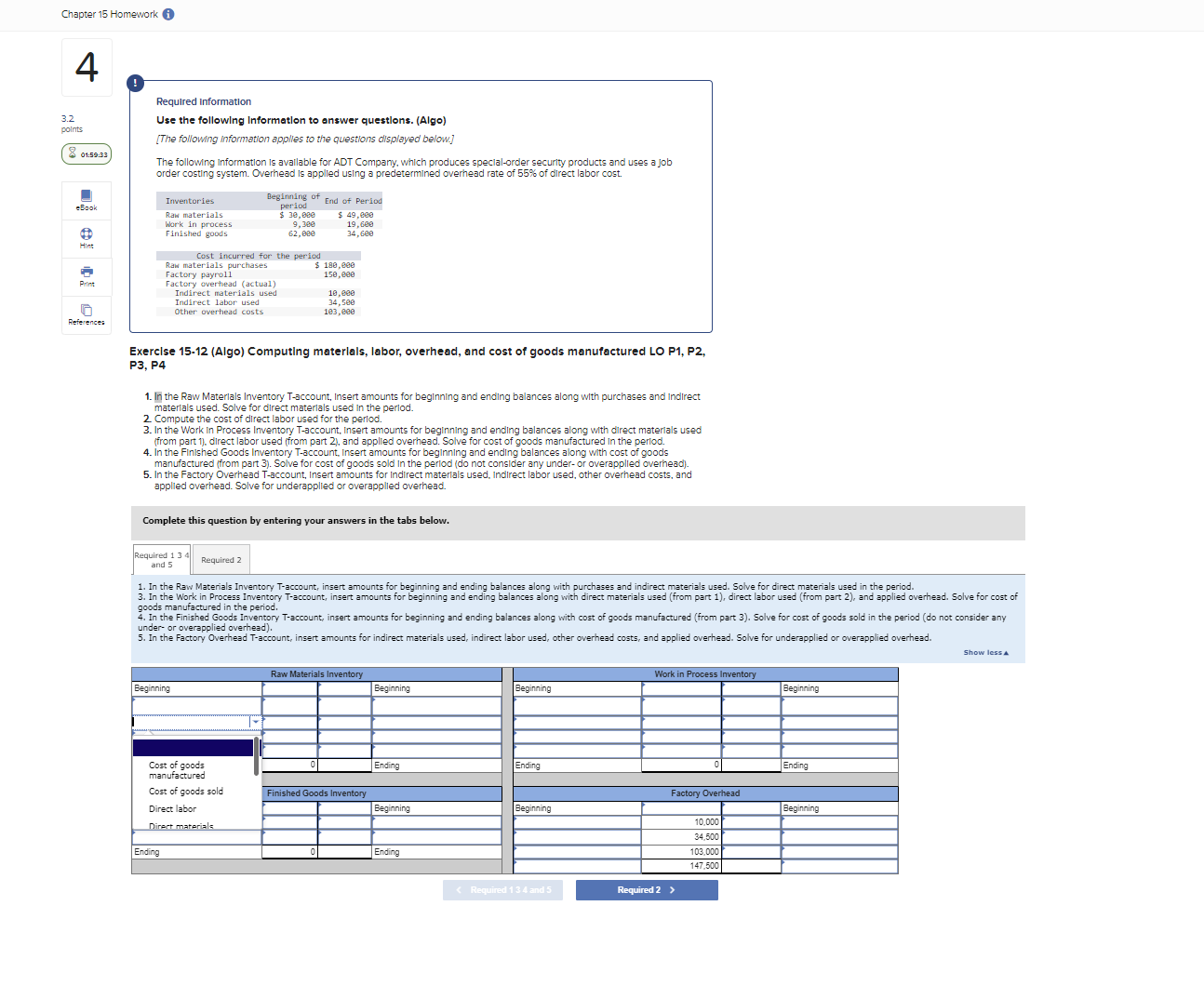 Chapr IS Homevnrk O Requlred Informatlon use the followlng Informetlon to answer
