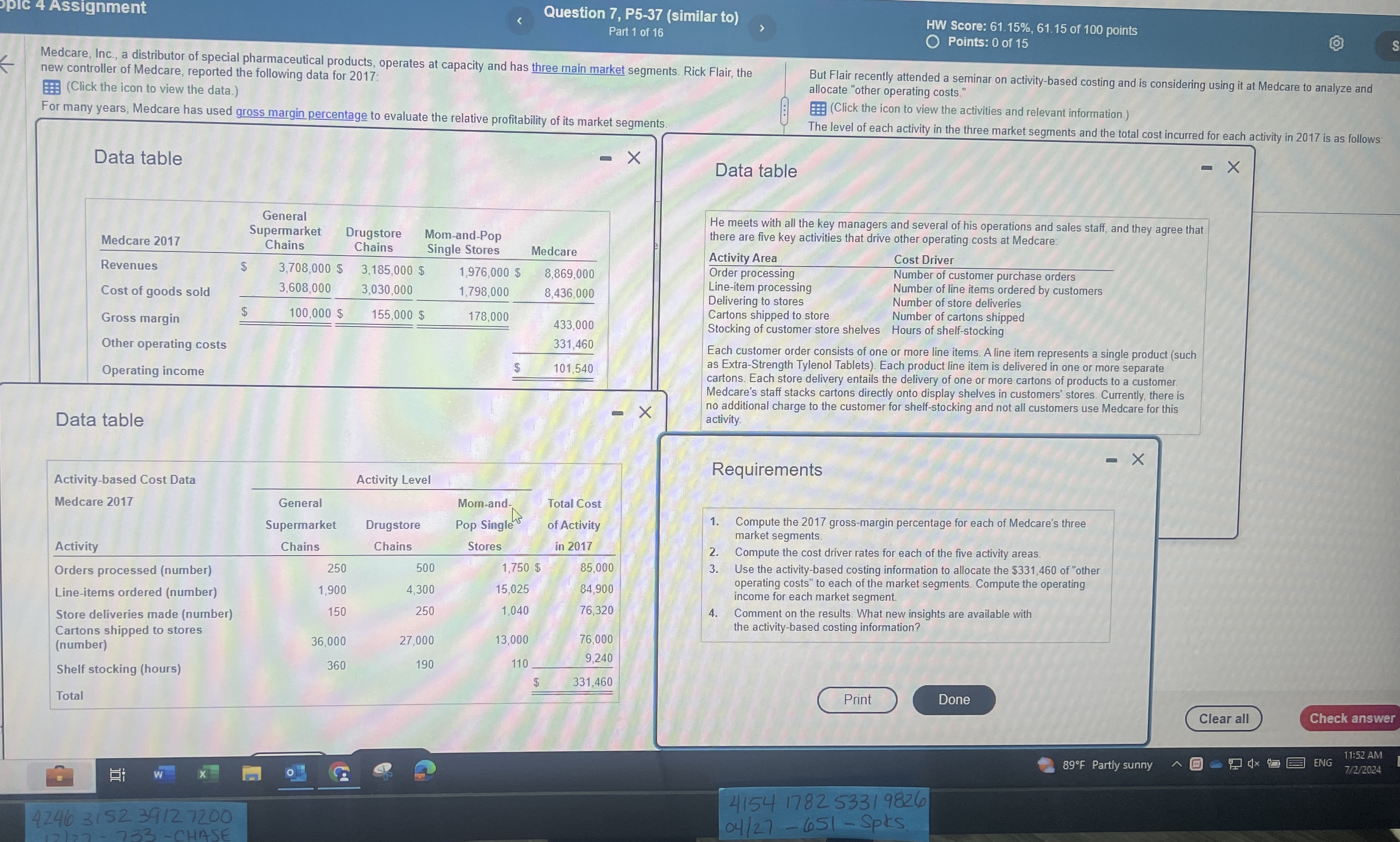  Pipic Assignment Question 7, P5-37(similar to) Part 1 of 16 HW