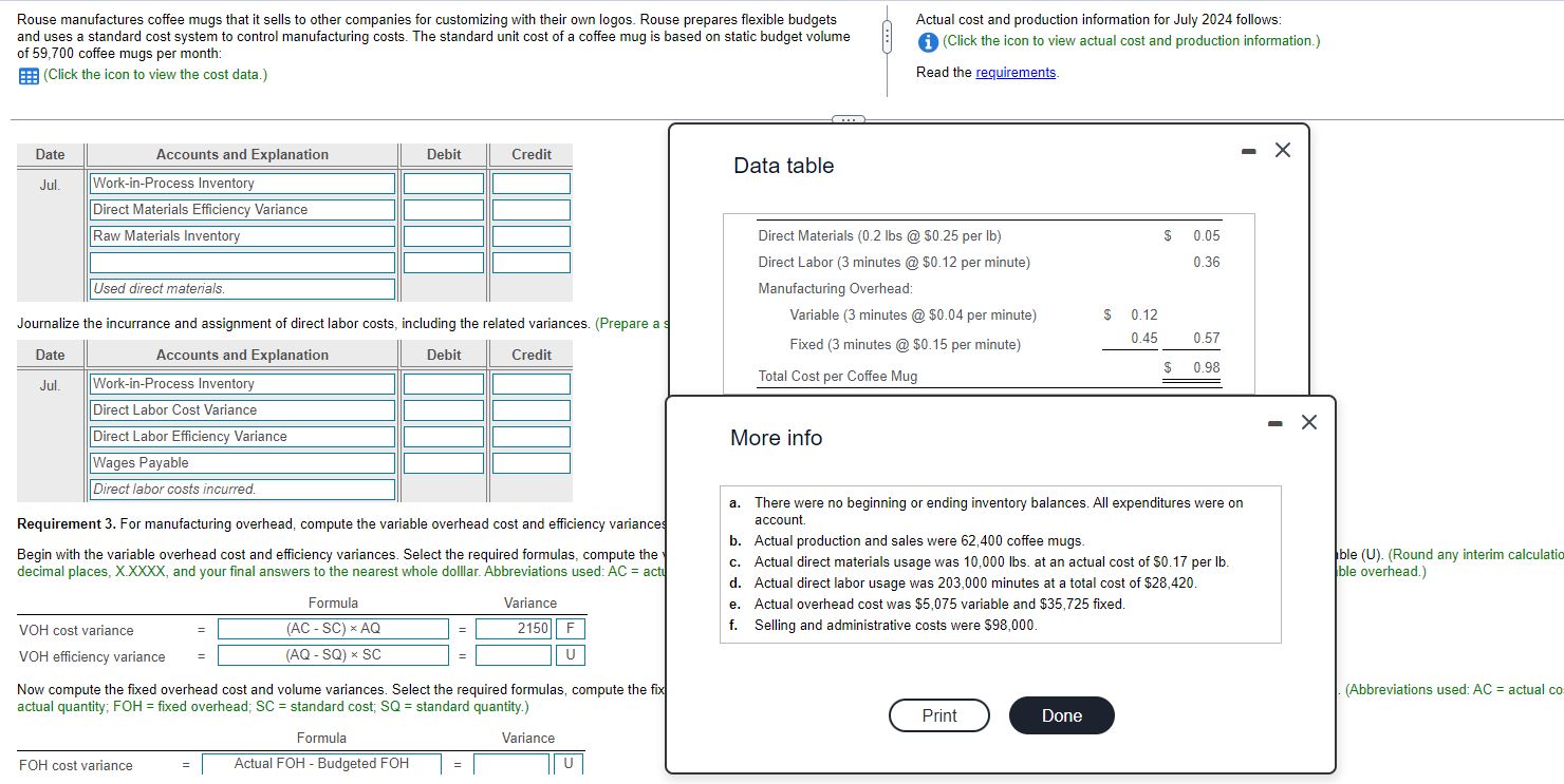 Rouse manufactures coffee mugs that it sells to other companies for customizing