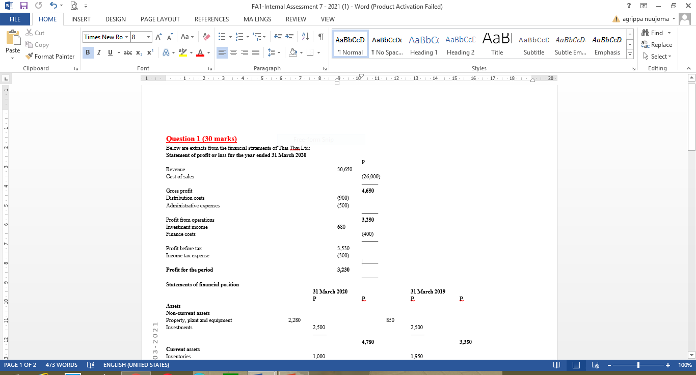 Question 1 (30 marks) W] 2 5. Q: FA1-Internal Assessment 7 -