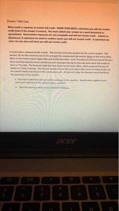  Chapter 7 Mini Case When math is required to receive full