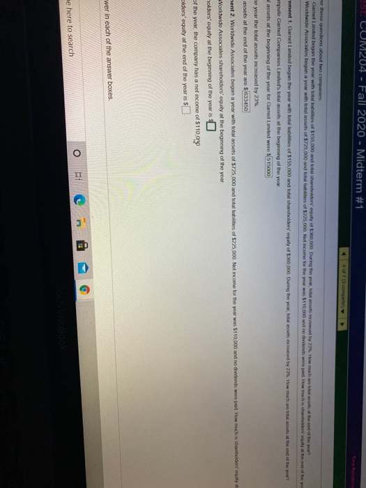  ESC CUM204 - Fall 2020 - Midterm #1 or these questions