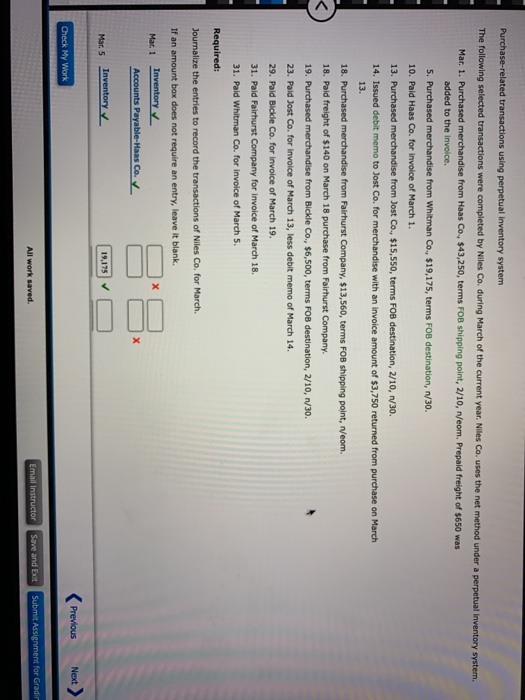 enter all blanks Purchase-related transactions using perpetual Inventory system The following selected
