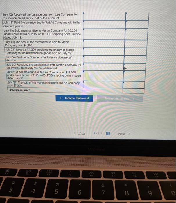 July 1 in Accounts Payable-Wright) July 1 Purchased merchandise from Weight Company