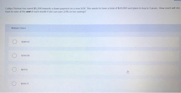 much will she have to save at the end of each month