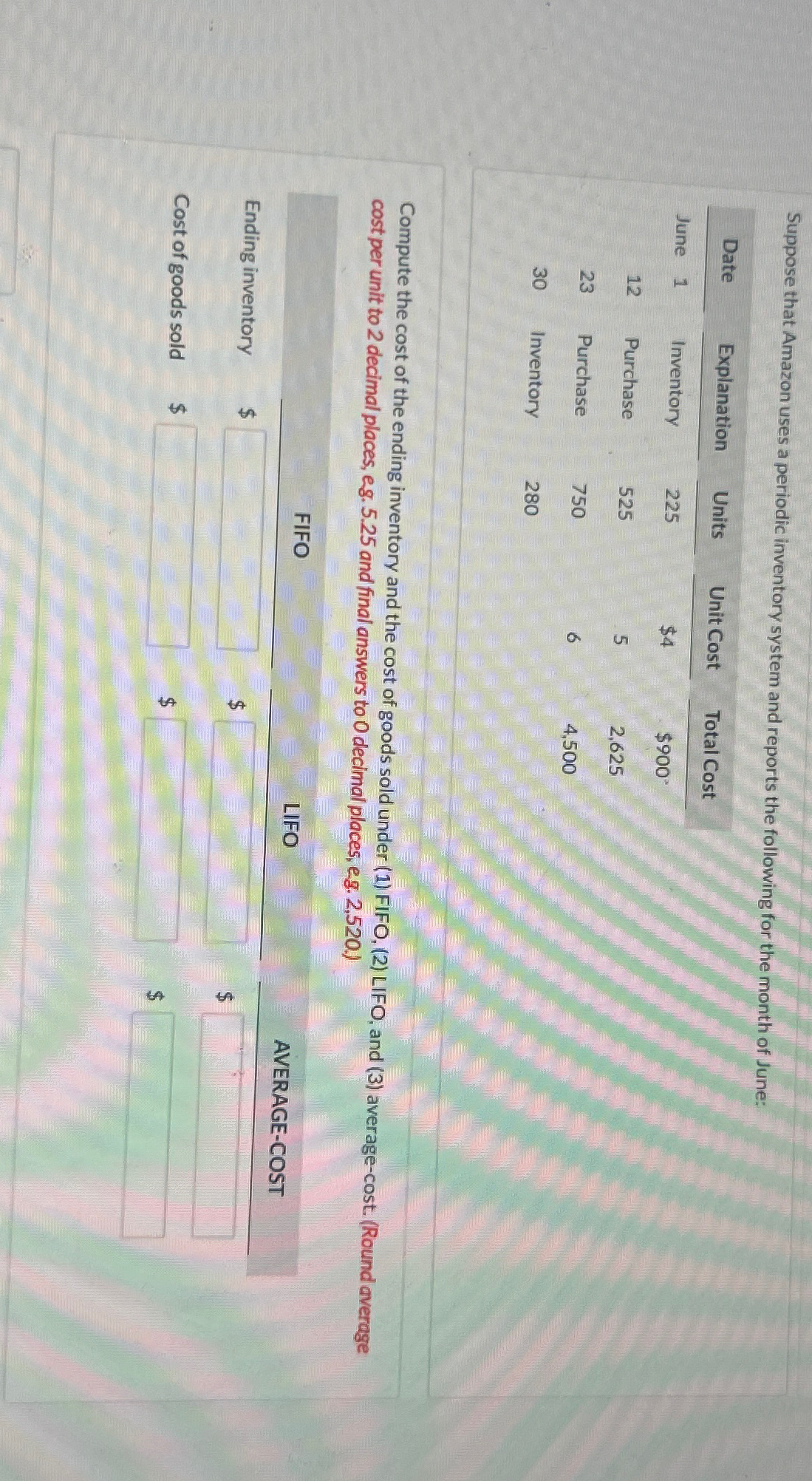  Suppose that Amazon uses a periodic inventory system and reports the