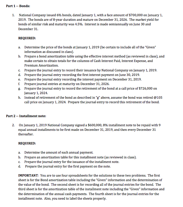  Please do Part 1&2 and include the steps with the answers