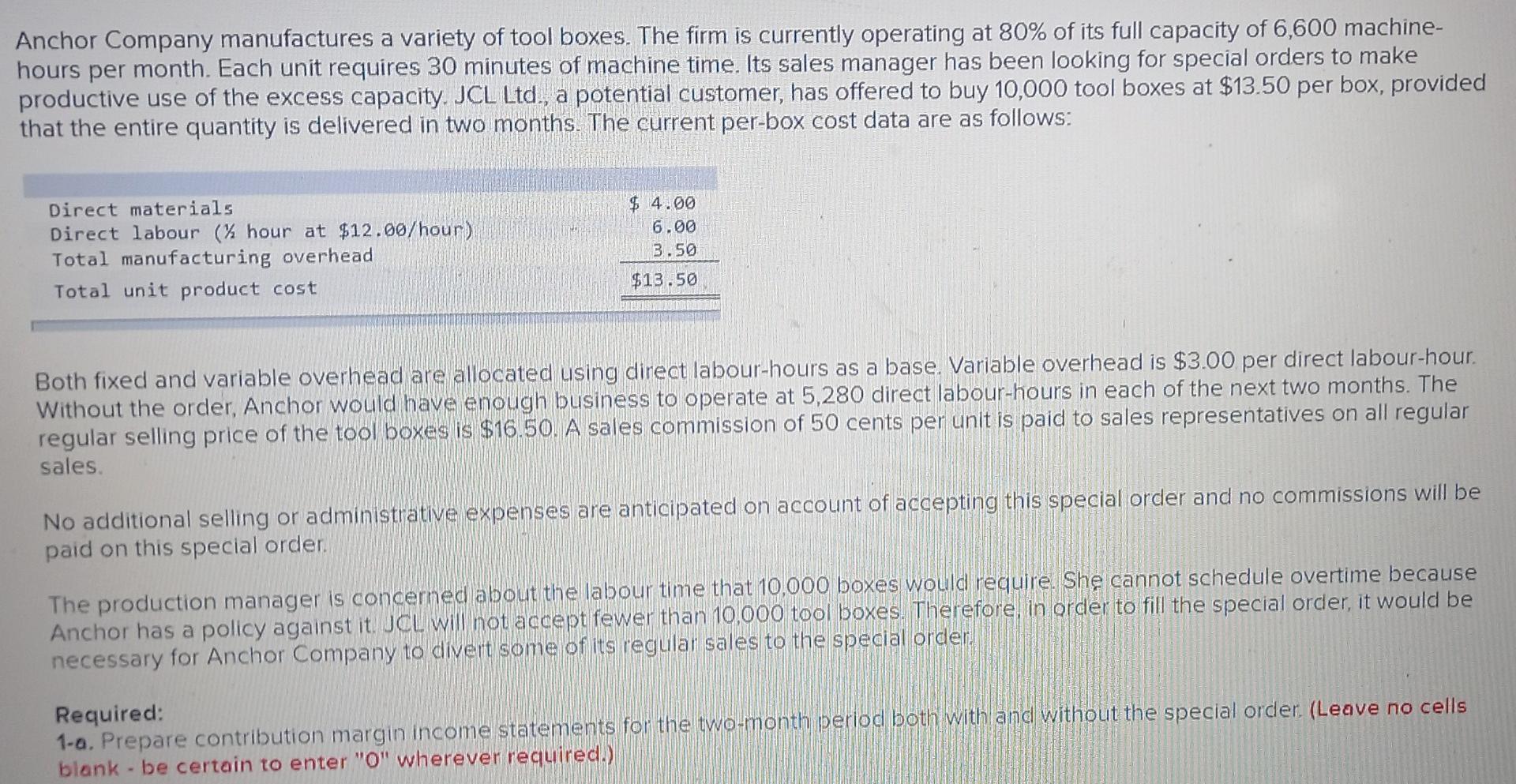 80% of its full hours per month. Each unit requires 30 minutes